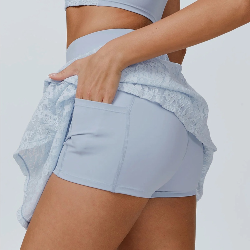 Berlook Activewear Light Blue Layered Lace Skirt - Picture 2 of 7